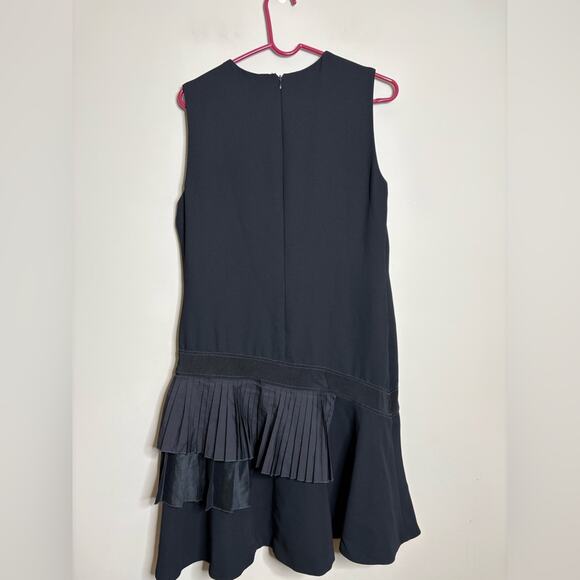 Victoria Beckham Asymmetric Pleated Tiered Crepe Shift Dress Black Size 10 - Picture 8 of 10